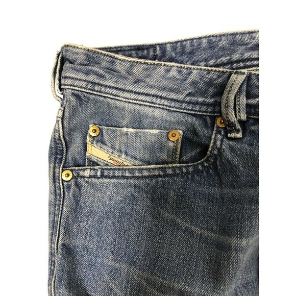 Diesel Industry Zhavee Mens 33x29 Blue Denim Jeans Button Fly Straight Leg - Picture 5 of 11